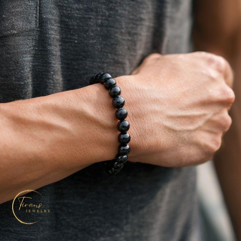 צמיד חרוזים לגבר | צמיד אבנים לגבר | אבני אוניקס | טיראן תכשיטים